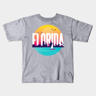 Beautiful FLORIDA with Skyline and Sailboat Kids T-Shirt